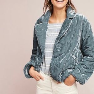 ANTHROPOLOGIE Velour Puffer Jacket Sz S